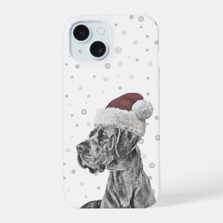 犬のポートレートクリスマスフォンケース iPhone 15ケース