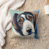 犬のポートレートスケッチ3D 絵画の クッション (ブランケット)