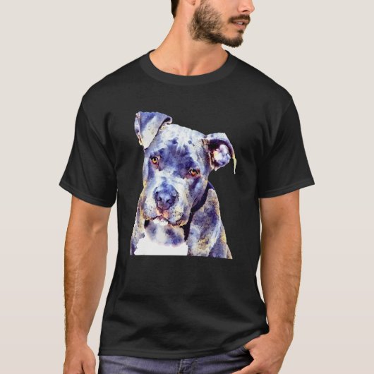 犬のポートレートフォトフィルター犬ピットブルドッグ Tシャツ (正面)