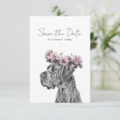 犬のポートレートブラック&ホワイト日付カードを保存 (スタンド正面)