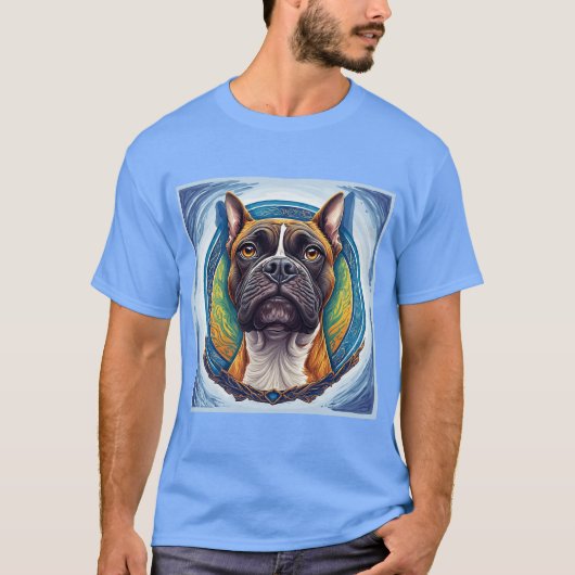 犬のポートレート抽象芸術アート Tシャツ (正面)