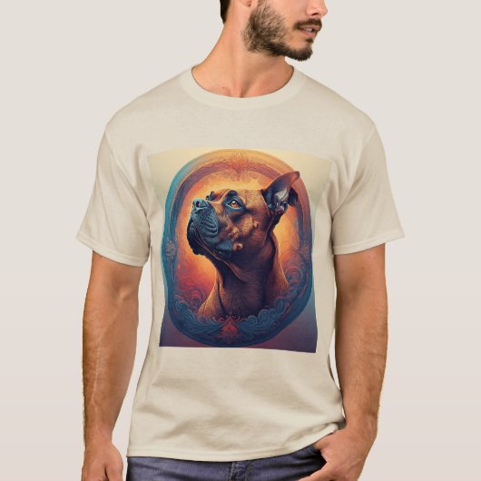 犬のポートレート抽象芸術アート Tシャツ (正面)
