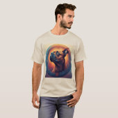 犬のポートレート抽象芸術アート Tシャツ (正面フル)