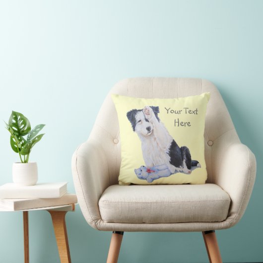 犬のポートレート絵画のかわいいコリ縁どーの子犬 クッション (椅子)