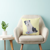 犬のポートレート絵画のかわいいコリ縁どーの子犬 クッション (椅子)