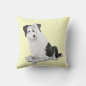 犬のポートレート絵画のかわいいコリ縁どーの子犬 クッション (裏面)