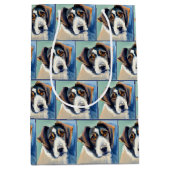 犬のポートレート絵画スケッチ ミディアムペーパーバッグ (正面)