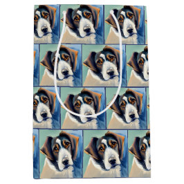 犬のポートレート絵画スケッチ ミディアムペーパーバッグ