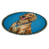 犬のポートレート華美フレーム カッティングボード (角)