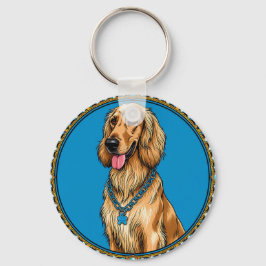 犬のポートレート華美フレーム キーホルダー