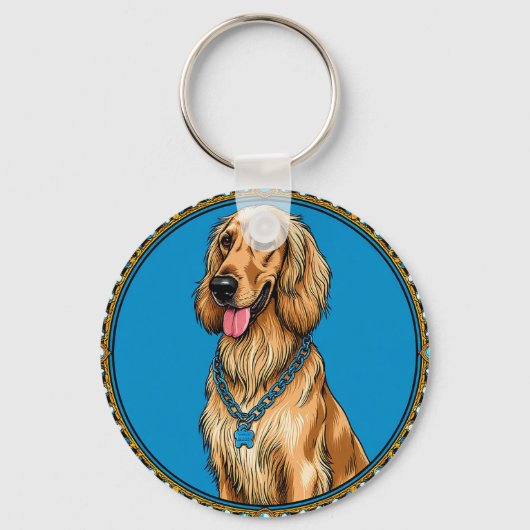 犬のポートレート華美フレーム キーホルダー (正面)