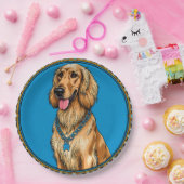 犬のポートレート華美フレーム ペーパープレート (パーティー)