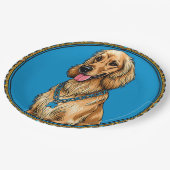 犬のポートレート華美フレーム ペーパープレート (アングル)