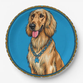 犬のポートレート華美フレーム ペーパープレート