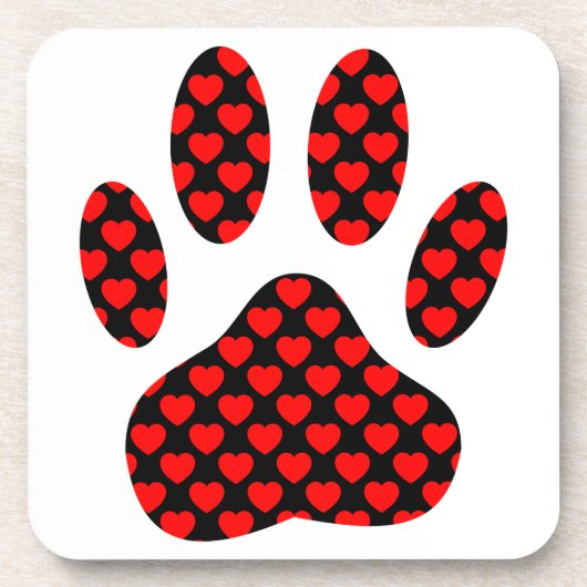 犬のポープリントとハート コースター (正面)
