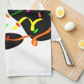 犬のポープリントと紙吹雪とストリーマー キッチンタオル (四つ折り)