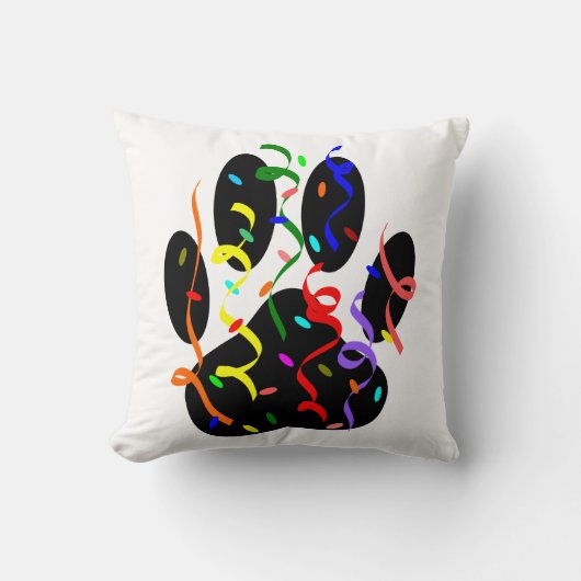 犬のポープリントと紙吹雪とストリーマー クッション (正面)