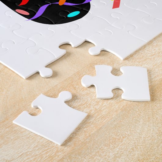 犬のポープリントと紙吹雪とストリーマー ジグソーパズル (側面)