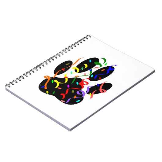 犬のポープリントと紙吹雪とストリーマー ノートブック (左側)