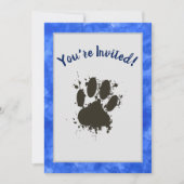 犬のポー招待されトパーティーブルーの水色 招待状 (正面)