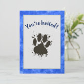 犬のポー招待されトパーティーブルーの水色 招待状 (スタンド正面)