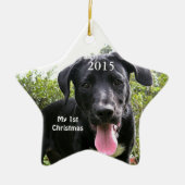 犬のマイ初めてのクリスマス写真オーナメント セラミックオーナメント (正面)