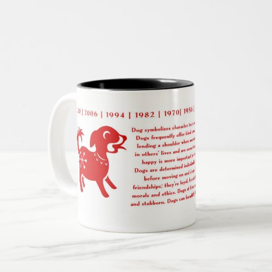 犬のマグの中国のな(占星術の)十二宮図年 ツートーンマグカップ (正面左)