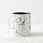 犬のマグカップ – 犬の恋人のマグカップ、黒と白の犬の欲求 ツートーンマグカップ (正面左)