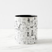 犬のマグカップ – 犬の恋人のマグカップ、黒と白の犬の欲求 ツートーンマグカップ (中央)