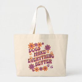 犬のママ犬の恋人はグルービー再利用可能 ラージトートバッグ