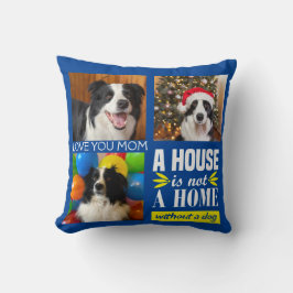 犬のママ3枚の写真カスタムコラージュと犬の引用文 クッション