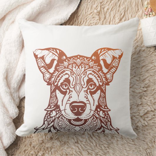 犬のマンダラ装飾品、手描き犬マンダラ クッション (ブランケット)