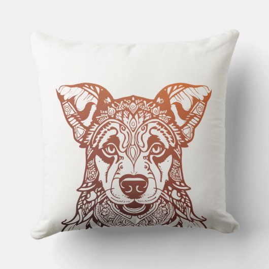 犬のマンダラ装飾品、手描き犬マンダラ クッション (裏面)
