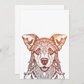 犬のマンダラ装飾品、手描き犬マンダラ サンキューカード (正面/裏面)