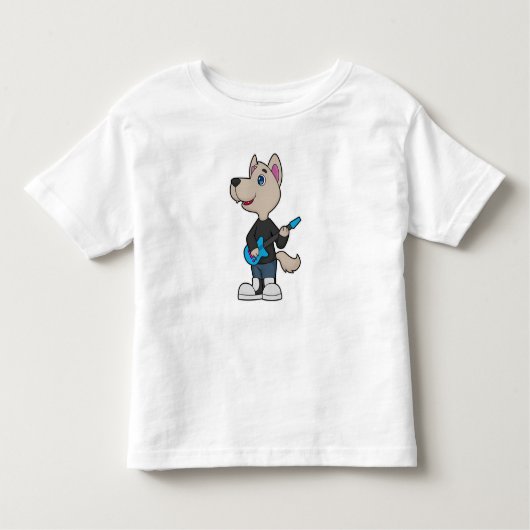 犬のミュージシャンギター音楽 トドラーTシャツ (正面)
