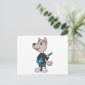 犬のミュージシャンギター音楽 ポストカード (スタンド正面)