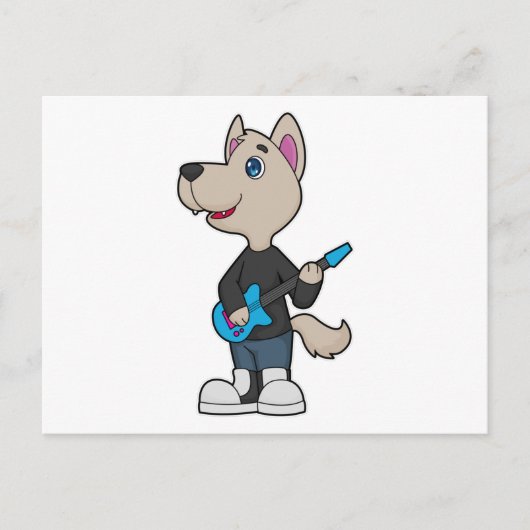 犬のミュージシャンギター音楽 ポストカード (正面)