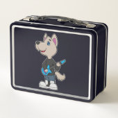 犬のミュージシャンギター音楽 メタルランチボックス (裏面)