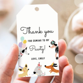 犬のメッセージカード子犬のパウィティモダン動物の誕生日 ギフトタグ