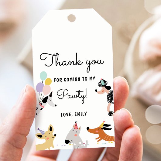 犬のメッセージカード子犬のパウィティモダン動物の誕生日 ギフトタグ