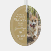 犬のメモリアルお気に入りの写真Hello Hard Goodbye ガラスオーナメント (正面右)