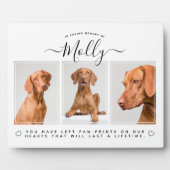 犬のメモリアルの贈り物 – ペットロス3写真コラージホワイト フォトプラーク (正面)