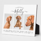 犬のメモリアルの贈り物 – ペットロス3写真コラージホワイト フォトプラーク (側面)