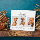 犬のメモリアルの贈り物 – ペットロス3写真コラージホワイト フォトプラーク (側面)