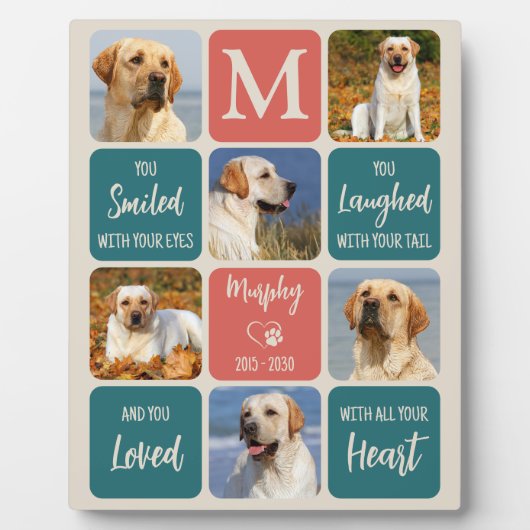 犬のメモリアルギフトペットモダンロスカラフル6写真 フォトプラーク (正面)
