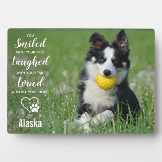 犬のメモリアルペットロストギフト – ペット悔やみや弔慰記念 フォトプラーク (正面)