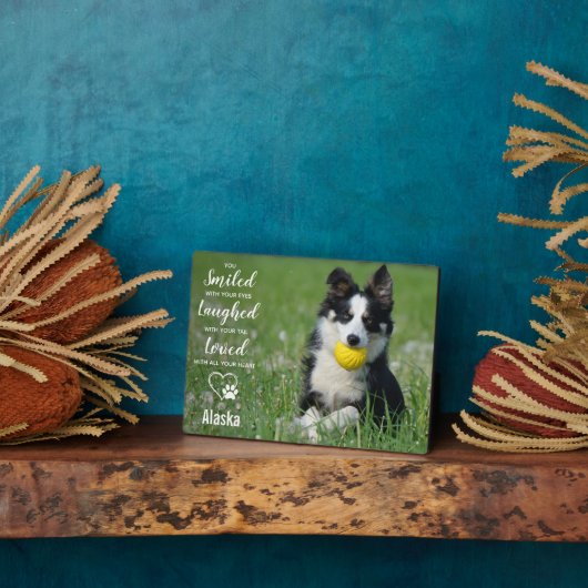 犬のメモリアルペットロストギフト – ペット悔やみや弔慰記念 フォトプラーク (側面)