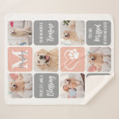 犬のメモリアルペットロスモダンカラーフォトコラージュ シェルパブランケット (正面(横))