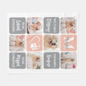 犬のメモリアルペットロスモダンカラーフォトコラージュ フリースブランケット (正面(横))