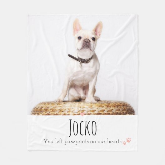 犬のメモリアルペットロス記念の写真パーソナライズされた フリースブランケット (正面)